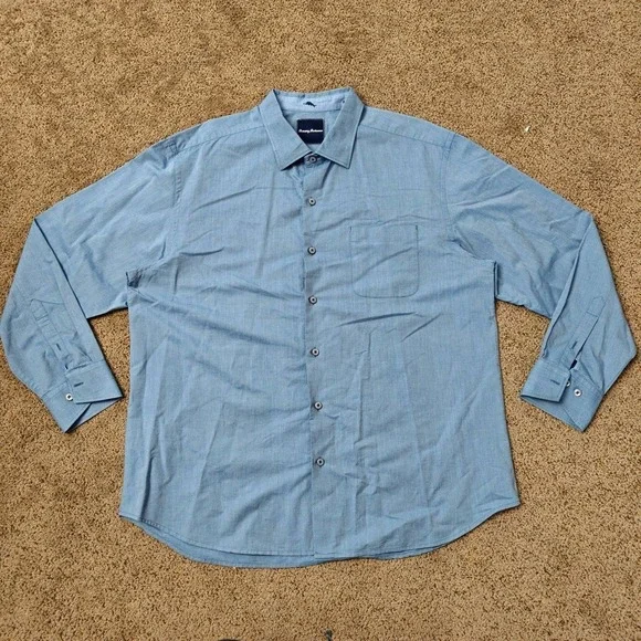 Tommy Bahama Mens XL Blue Micro Dot Cotton Long Sleeve Button Up Shirt T311801 - Picture 7 of 12